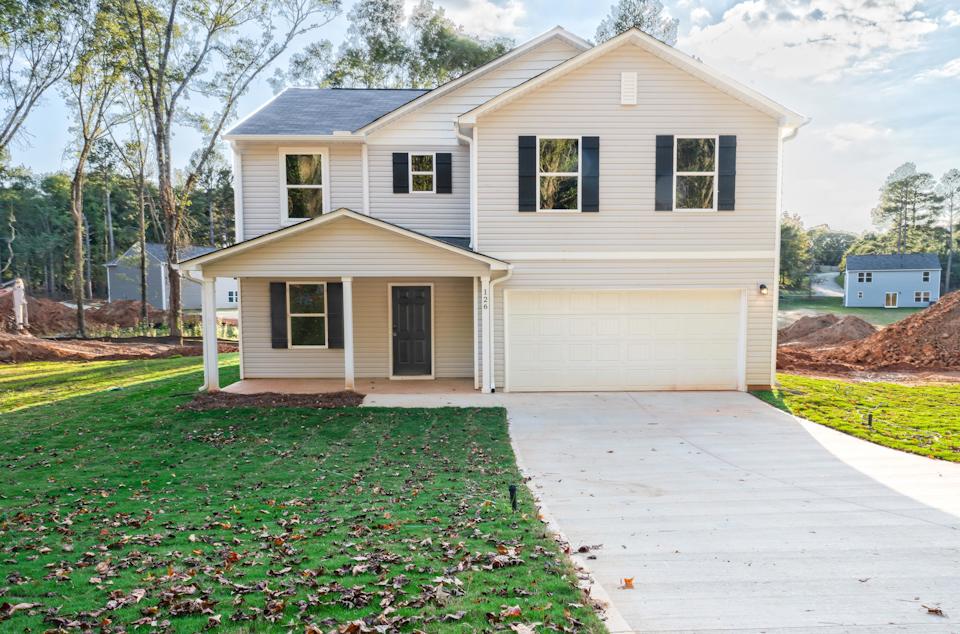 A house with a garage.